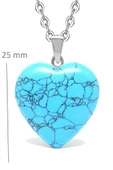 Sertifikalı Kalp Model Gerçek Turkuaz Taşı Kolye thumbnail 3