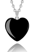 Sertifikalı Kalp Model Gerçek Obsidyen Taşı Kolye thumbnail 1