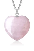 Sertifikalı Kalp Model Gerçek Pembe Kuvars Taşı Kolye thumbnail 4