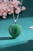 Sertifikalı Kalp Model Gerçek Aventurin Taşı Kolye thumbnail 4