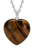Sertifikalı Kalp Model Gerçek Kaplan Gözü Taşı Kolye thumbnail 1