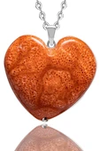 Sertifikalı Kalp Model Gerçek Kırmızı Mercan Taşı Kolye thumbnail 1