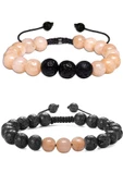 Sertifikalı Doğal Lav - Güneş Taşı Bileklik Seti thumbnail 1