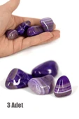 Sertifikalı Cilalı Doğal Mor Akik Taşı Kütle - 3 Adet thumbnail 1