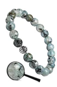Sertifikalı Gümüş Aparatlı Fasetli Açık Mavi Doğal Kuvars Taşı Bileklik thumbnail 1