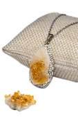 Gümüş Aparat Doğal Sitrin Taşı Kolye thumbnail 1