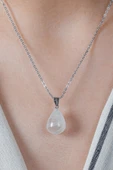 Sertifikalı Doğal Kristal Kuvars Taşı Kolye (gümüş Aparatlı) - 2