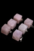 Sertifikalı Küp Model  Doğal Pembe Kuvars Taşı Kolye thumbnail 2