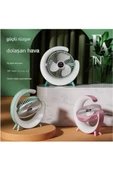 Masaüstü Vantilatör Usb Şarjlı Rgb Led Işıklı 3 Kademeli 180° Ayarlanabilir Soğutucu Fan Yeşil - 6