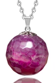 Sertifikalı Fasetli Mor Akik Doğal Taş Kolye - 1