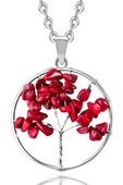 Sertifikalı Doğal Kırmızı Mercan Taşı Hayat Ağacı Kolye thumbnail 1