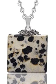 Sertifikalı Zirkon Taşlı Bıldırcın Benekli Jasper Taşı Kolye - 1