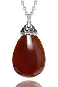Sertifikalı Zirkon Taşlı Kırmızı Akik Taşı Kolye - 1