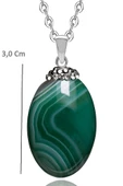 Sertifikalı Zirkon Taşlı Yeşil Akik Doğal Taş Kolye thumbnail 2