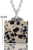 Sertifikalı Zirkon Taşlı Bıldırcın Benekli Jasper Taşı Kolye - 2