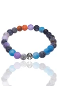 Sertifikalı Gümüş Aparatlı Renkli Multicolor Akik Taşı Bileklik thumbnail 3
