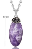 Sertifikalı Zirkon Taşlı Ametist Doğal Taş Kolye thumbnail 2