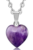 Sertifikalı Kalp Model Ametist Doğal Taş Kolye thumbnail 1
