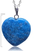 Sertifikalı Kalp Model Mavi Akik Doğal Taş Kolye thumbnail 1