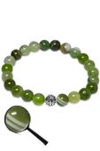 Sertifikalı Aaa Kalite Çay Yeşili Akik Taşı Bileklik (gümüş Aparatlı) - 2