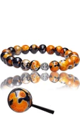 Sertifikalı Turuncu - Siyah Tibet Akiği Taşı Bileklik - Gümüş Aparatlı thumbnail 1