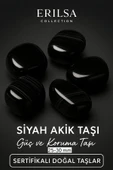 Sertifikalı Siyah Akik Taşı Doğal Taş Kütle Parça 25-30 mm – Güç ve Koruma Taşı thumbnail 1