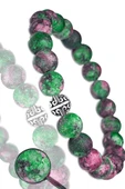 Sertifikalı Ham Işlenmemiş Ruby Yakutlu Zoisite - Anyolit Taşı Bileklik - Gümüş Aparatlı - 2