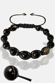 Sertifikalı Siyah Göz Akik Taşı Bileklik - Makrome thumbnail 2