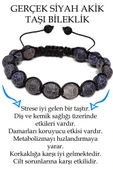 Sertifikalı Damarlı Siyah Akik Taşı Bileklik - Makrome thumbnail 1