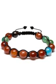 Sertifikalı Renkli Akik Taşı Bileklik - Makrome thumbnail 3