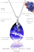 Sertifikalı Damla Model Lapis Lazuli Taşı Kolye (GÜMÜŞ APARATLI) thumbnail 1