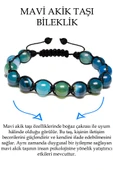 Sertifikalı Aaa Kalite Mavi Akik Taşı Bileklik - Makrome thumbnail 1