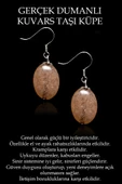Sertifikalı Oval Kesim Dumanlı Kuvars Taşı Küpe - 2