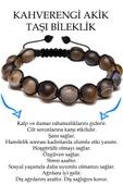 Sertifikalı Ham Işlenmemiş Kahverengi Akik Taşı Bileklik - Makrome thumbnail 1