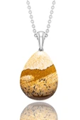 Sertifikalı Damla Model Toprak Jasper Taşı Kolye (GÜMÜŞ APARATLI) thumbnail 2