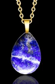 Sertifikalı 24k Altın Kaplama Damla Kesim Lapis Lazuli Taşı Kolye - 1