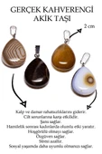 Sertifikalı Damla Kesim Damarlı Kahve Akik Taşı Kolye - 2