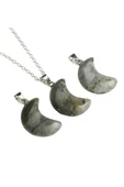Sertifikalı Labradorit Doğal Taş Ay Model Kolye thumbnail 2