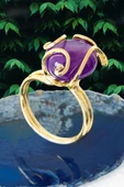 Sertifikalı Rokoko Model Mor Akik Taşı Yüzük - Ayarlamalı thumbnail 2