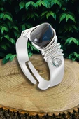 Sertifikalı Kalın Tımbıl Gümüş Model Obsidyen Taşı Yüzük - Ayarlamalı - 1