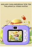 Mini 1080p Hd Çocuk Kamera Dijital Fotoğraf Makinesi 2.0 Inç Ekran 5 Adet Oyun Mor - 3