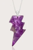 Sertifikalı Şimşek Model Ametist Taşı Kolye - Aaa+ Kalite thumbnail 1
