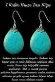 Sertifikalı Damla Kesim Iran Firuze - Turkuaz Taşı Doğal Taş Küpe - 1.kalite thumbnail 1