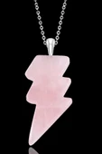 Sertifikalı Şimşek Model Pembe Kuvars Taşı Kolye - Aaa+ Kalite thumbnail 1