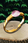 Sertifikalı Kırık Taşlı Gold Model Ametist Taşı Yüzük - Ayarlamalı - 1