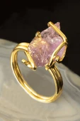 Sertifikalı Rokoko Model Ham Ametist Taşı Yüzük - Ayarlamalı thumbnail 1