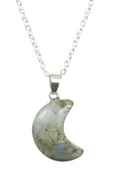 Sertifikalı Labradorit Doğal Taş Ay Model Kolye thumbnail 1