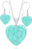 Sertifikalı Kalp Turkuaz Kolye Ve Küpe Seti thumbnail 1