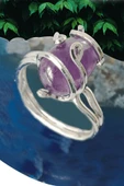 Sertifikalı Gümüş Rokoko Model Ametist Taşı Yüzük - Ayarlamalı thumbnail 1