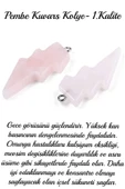 Sertifikalı Şimşek Model Pembe Kuvars Taşı Kolye - Aaa+ Kalite thumbnail 2